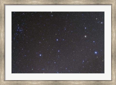 Framed constellation of Leo and the Coma Star Cluster in Coma Berenices Print