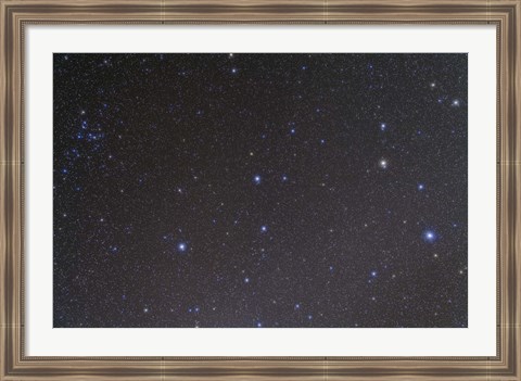 Framed constellation of Leo and the Coma Star Cluster in Coma Berenices Print