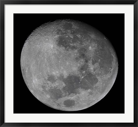 Framed waxing gibbous moon in a high resolution mosaic Print