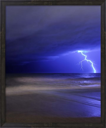 Framed bolt of lightning from an approaching storm in Miramar, Argentina Print