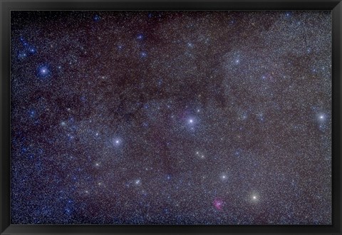 Framed Widefield view of the constellation Cassiopeia with nearby deep sky objects Print