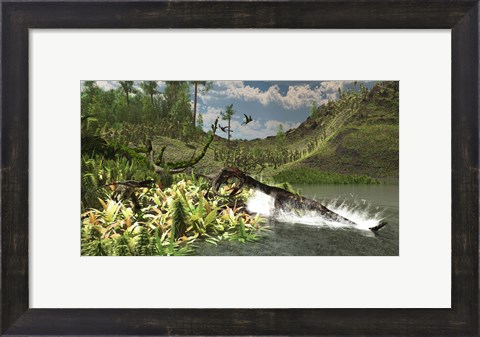 Framed Nothosaurus catches an unware Ceolophysis Print