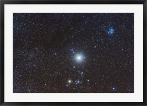 Framed Jupiter in the constellation Taurus with deep sky objects Print