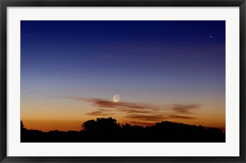 Framed Moon and Jupiter in conjunction with Jupiter&#39;s moons Print