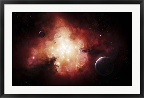 Framed birth of numerous stars exposing their light to the universe Print