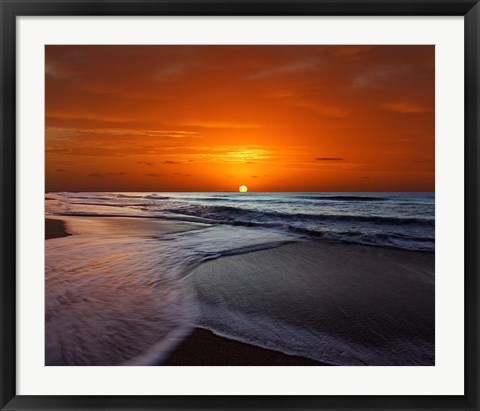 Framed Two crossing waves at sunrise in Miramar, Argentina Print