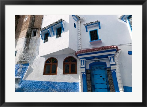 Framed Chefchaouen, Tangeri-Tetouan, Rif Mountains, Morocco Print