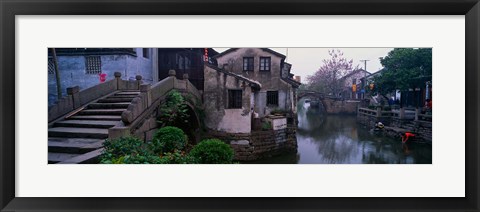 Framed Ancient Town and Canal, China Print