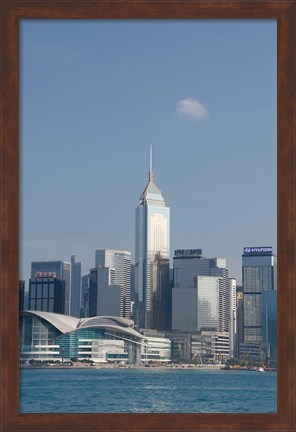 Framed City skyline view from Victoria Harbor, Hong Kong, China Print
