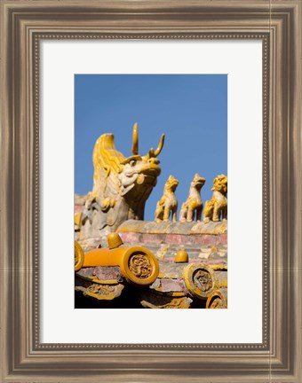 Framed Dragon roof, Hall of Consolation, Forbidden City, Beijing, China Print