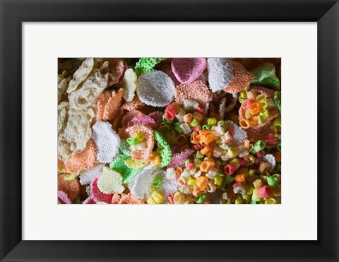 Framed Colorful Crispy Rice Crackers as Sacrificial Offerings, Bumthang, Bhutan Print