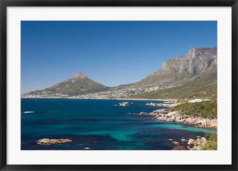 Framed Camps Bay and Clifton area, view of the backside of Lion&#39;s Head, Cape Town, South Africa Print