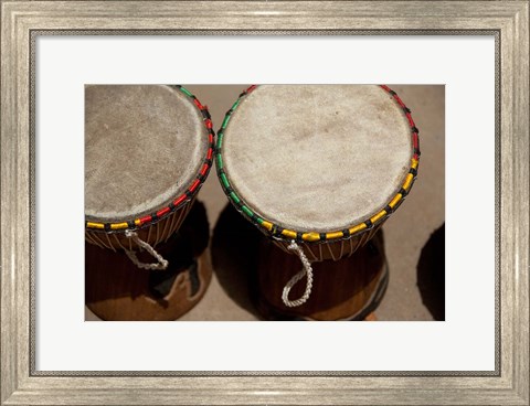 Framed Gambia, Banju, Wooden drums, musical instrument Print