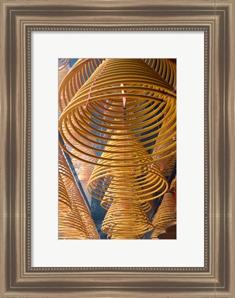 Framed Hanging coils of burning incense, Man Mo Temple, Tai Po, New Territories, Hong Kong, China Print