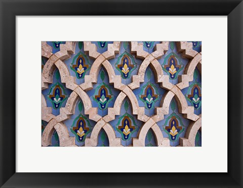 Framed Wall tiles in Al-Hassan II mosque, Casablanca, Morocco Print