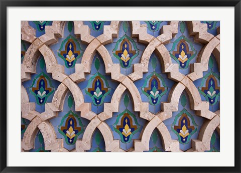 Framed Wall tiles in Al-Hassan II mosque, Casablanca, Morocco Print