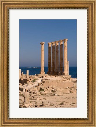 Framed Ancient Architecture with sea in the background, Sabratha Roman site, Libya Print
