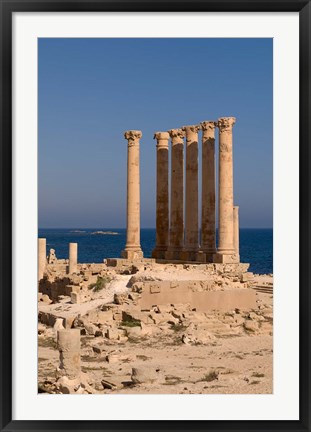 Framed Ancient Architecture with sea in the background, Sabratha Roman site, Libya Print