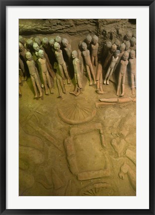 Framed Court eunuchs, terra cotta warriors, excavation, China Print