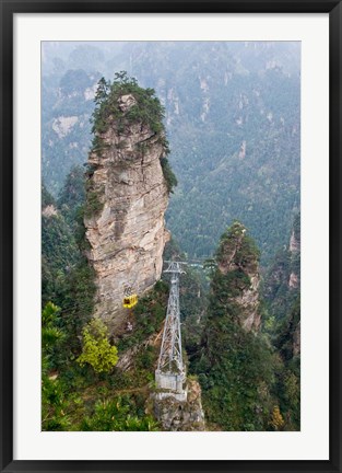 Framed Cable Car To Yellow Stone Stronghold Village, Zhangjiajie National Forest Park, Hunnan, China Print