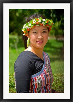 Framed China, Yunnan, Young Dulong Portrait with Ethnic Costume Print