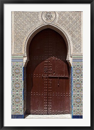 Framed Archway with Door in the Souk, Marrakech, Morocco Print