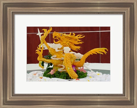 Framed Dragon carved from pumpkin, Yellow Mountain, China Print