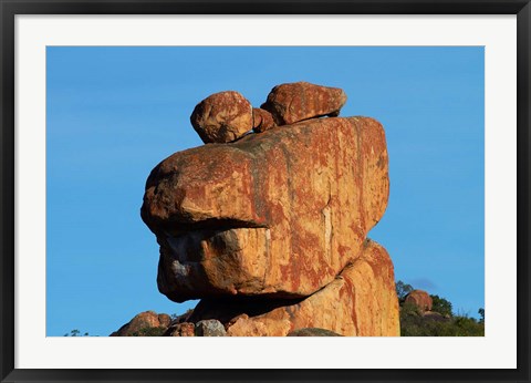 Framed Frog-shaped rock, Big Cave Camp, Matopos Hills, Zimbabwe, Africa Print