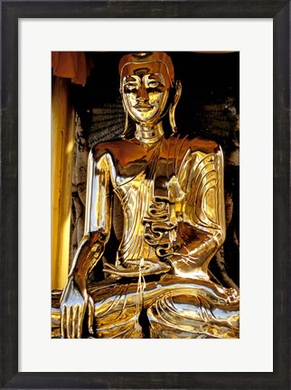 Framed Golden Buda of Shwedagon Pagoda, Yangon, Myanmar Print