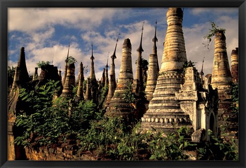 Framed Ancient Ruins of Indein Stupa Complex, Myanmar Print