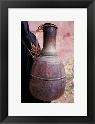 Framed Copper Water Jug is Carried from Well to Homes, Morocco Print