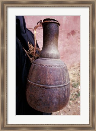 Framed Copper Water Jug is Carried from Well to Homes, Morocco Print