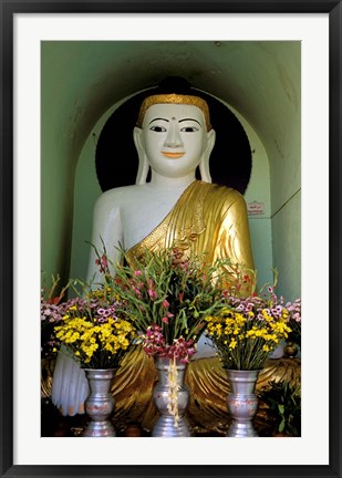 Framed Buddha with Flowers Print