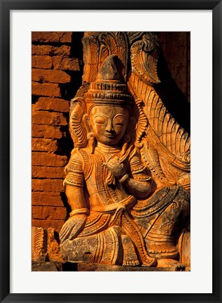 Framed Buddha Carving at Ancient Ruins of Indein Stupa Complex, Myanmar Print