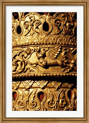 Framed Decorated Column, Sule Paya, Yangon, Myanmar Print