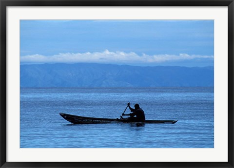 Framed Canoe on Lake Tanganyika, Tanzania Print