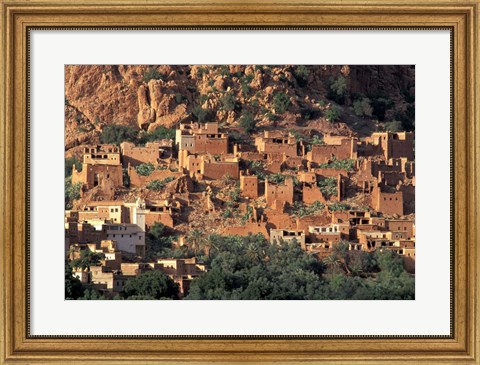 Framed Fortified Homes of Mud and Straw (Kasbahs) and Mosque, Morocco Print