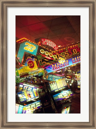 Framed Double exposure, casino signs, Reno, Nevada Print