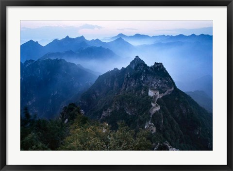 Framed Great Wall in Early Morning Mist, China Print