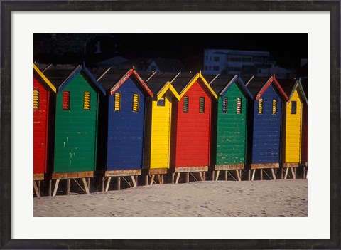 Framed Colorful Bathing Boxes, South Africa Print