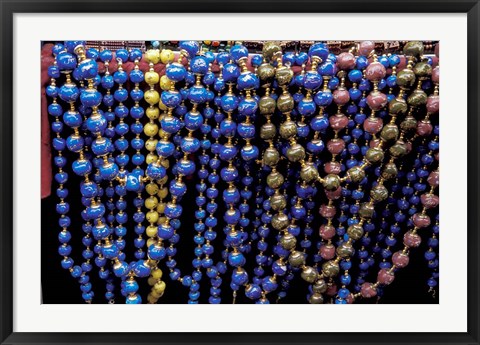 Framed Colorful Beads For Sale in Khan al-Khalili Bazaar, Cairo, Egypt Print