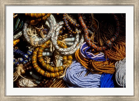 Framed Detail of Beads for Jewelry Making, Makola Market, Accra, Ghana Print