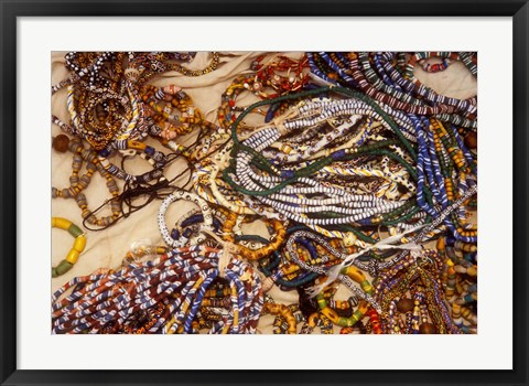 Framed Beadmaker Displaying Samples, Asameng, Ghana Print