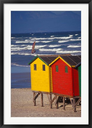 Framed Yellow and Red Bathing Boxes, South Africa Print