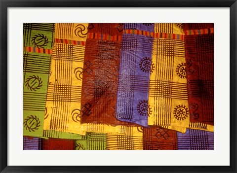 Framed Detail of Adinkra Cloth, Market, Sampa, Brongo-Ahafo Region, Ghana Print