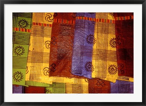 Framed Detail of Adinkra Cloth, Market, Sampa, Brongo-Ahafo Region, Ghana Print