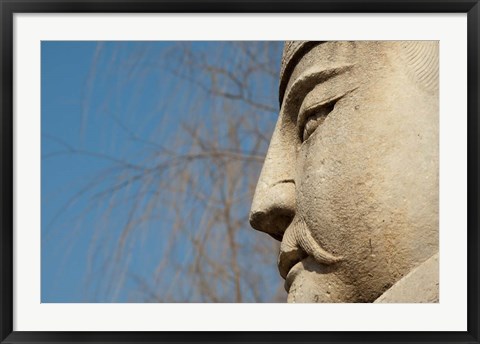 Framed Detail of warrior statue, Changling Sacred Way, Beijing, China Print