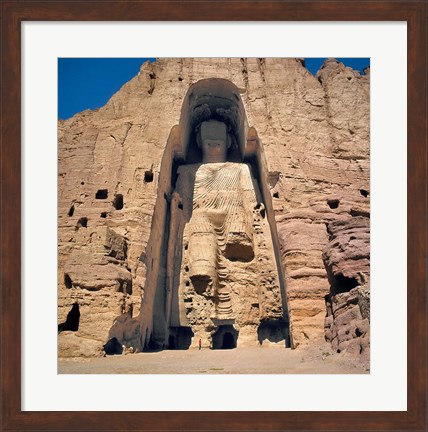 Framed Afghanistan, Bamian Valley, Great Buddha base Print