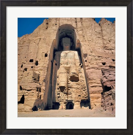 Framed Afghanistan, Bamian Valley, Great Buddha base Print