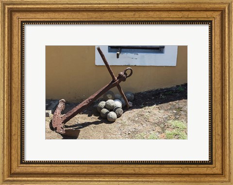 Framed Africa, Mozambique, Maputo. Anchor and cannonballs at the Old Fort. Print